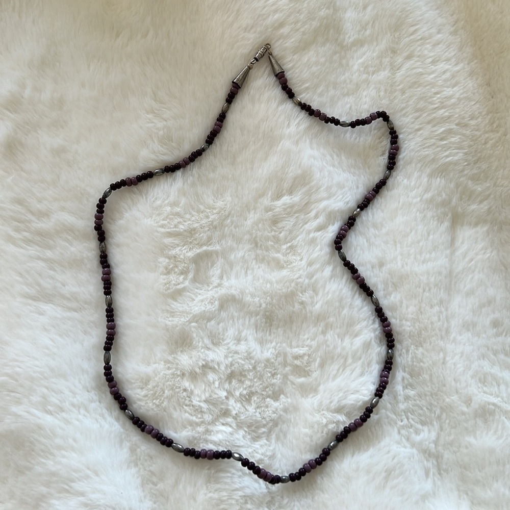 Purple beaded artisan necklace